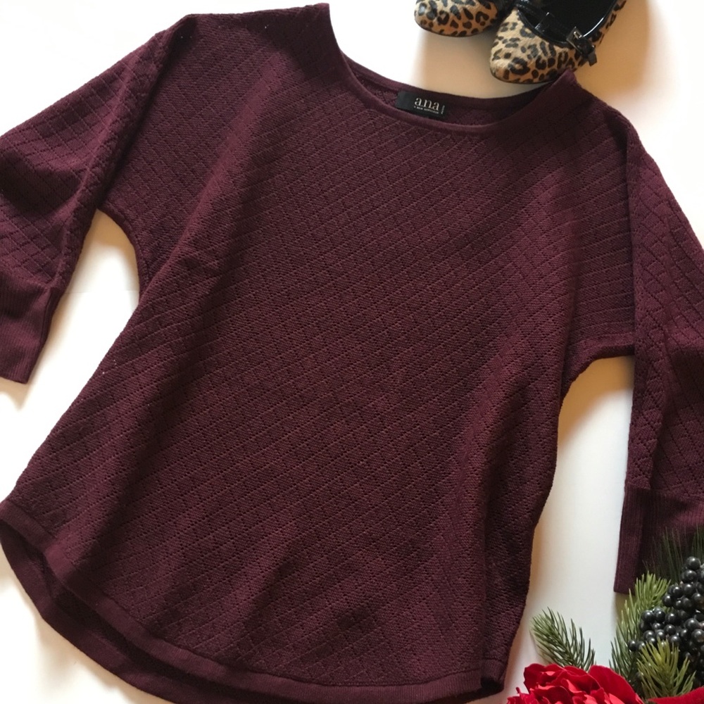 A.N.A. Petite 3/4 Length Sleeve Sweater A-1
